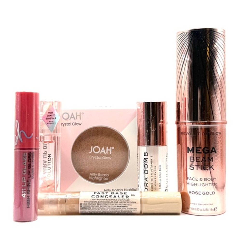 NWT 6 Item Makeup Bundle! Lipstick Highlight Gloss Concealer Lip Oil!